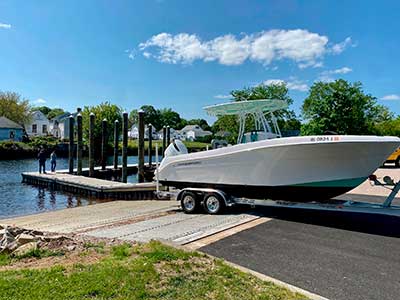 A Boat Being Launched on the Rebuilt Ramp